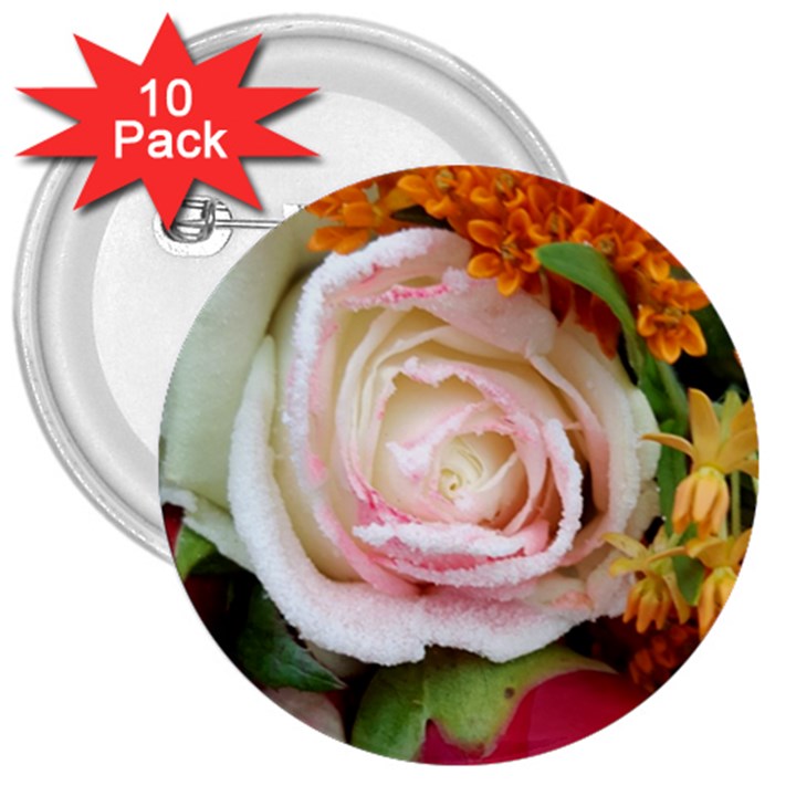 Floral Bouquet Orange Pink Rose 3  Buttons (10 pack) 