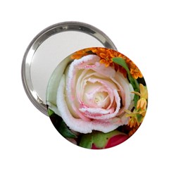 Floral Bouquet Orange Pink Rose 2 25  Handbag Mirrors by yoursparklingshop