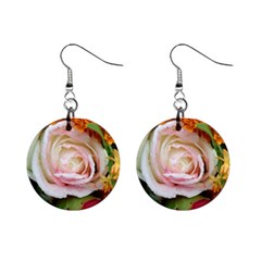 Floral Bouquet Orange Pink Rose Mini Button Earrings by yoursparklingshop