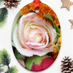 Floral Bouquet Orange Pink Rose Oval Ornament (two Sides) by yoursparklingshop