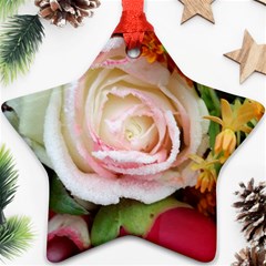 Floral Bouquet Orange Pink Rose Star Ornament (two Sides) by yoursparklingshop