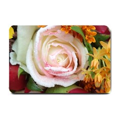 Floral Bouquet Orange Pink Rose Small Doormat  by yoursparklingshop