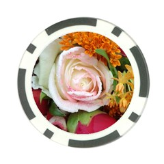 Floral Bouquet Orange Pink Rose Poker Chip Card Guard by yoursparklingshop