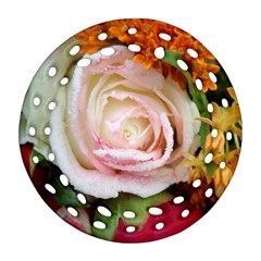 Floral Bouquet Orange Pink Rose Round Filigree Ornament (two Sides) by yoursparklingshop