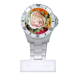 Floral Bouquet Orange Pink Rose Plastic Nurses Watch by yoursparklingshop