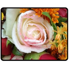 Floral Bouquet Orange Pink Rose Double Sided Fleece Blanket (medium)  by yoursparklingshop