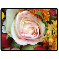 Floral Bouquet Orange Pink Rose Double Sided Fleece Blanket (large)  by yoursparklingshop