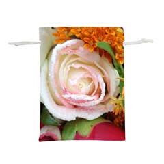 Floral Bouquet Orange Pink Rose Lightweight Drawstring Pouch (m)