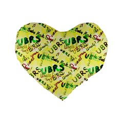 Ubrs Yellow Standard 16  Premium Flano Heart Shape Cushions by Rokinart