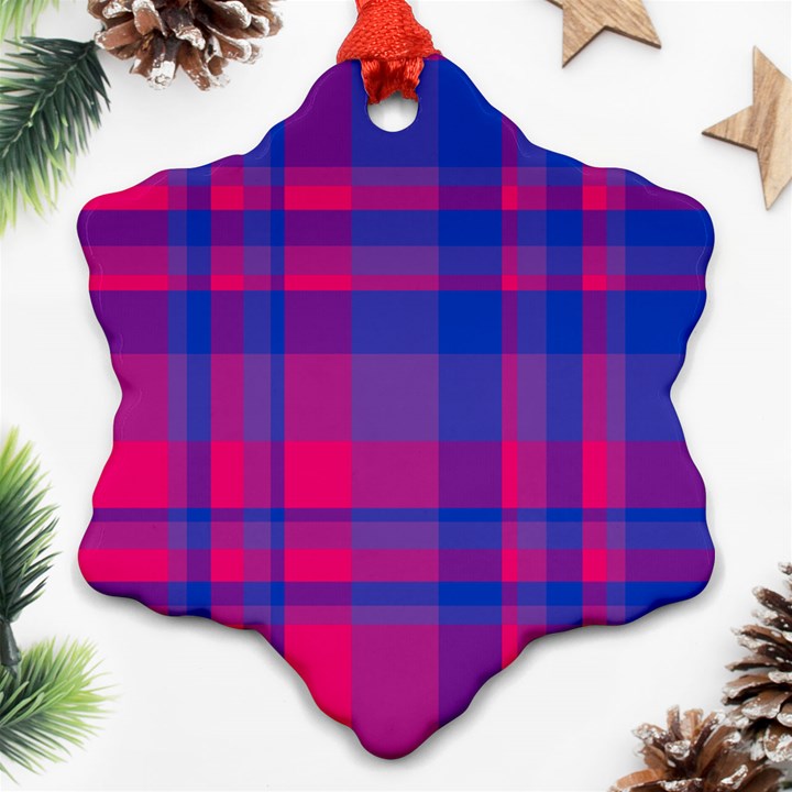 Bisexual plaid Snowflake Ornament (Two Sides)