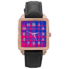 Bisexualplaid Rose Gold Leather Watch  by NanaLeonti