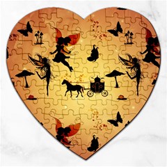 Cute Fairy Tal Pattern Jigsaw Puzzle (heart) by FantasyWorld7