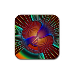 Lines Rays Background Light Rainbow Rubber Coaster (square)  by Bajindul