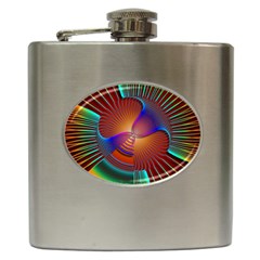 Lines Rays Background Light Rainbow Hip Flask (6 Oz) by Bajindul