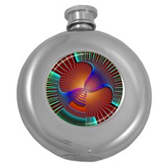 Lines Rays Background Light Rainbow Round Hip Flask (5 Oz) by Bajindul