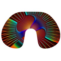 Lines Rays Background Light Rainbow Travel Neck Pillow by Bajindul