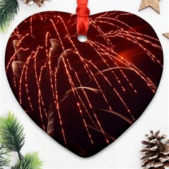 Fireworks Red Orange Yellow Ornament (heart) by Bajindul