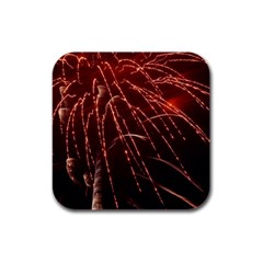 Fireworks Red Orange Yellow Rubber Square Coaster (4 Pack)  by Bajindul