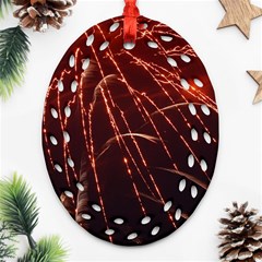 Fireworks Red Orange Yellow Oval Filigree Ornament (two Sides)