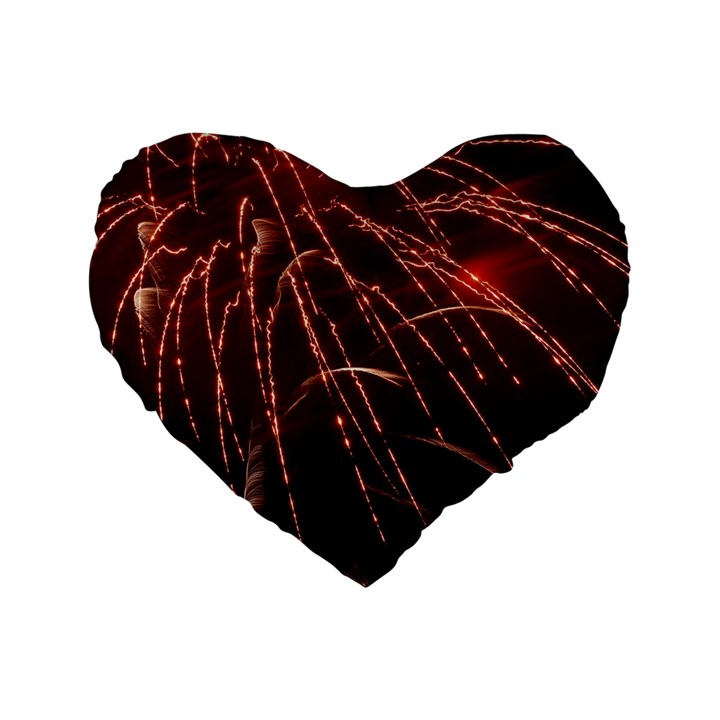 Fireworks Red Orange Yellow Standard 16  Premium Heart Shape Cushions