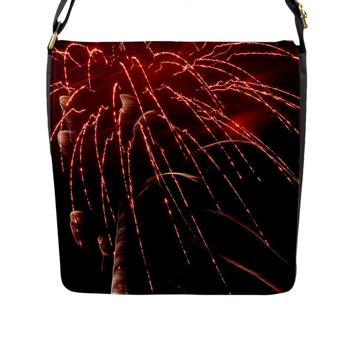 Fireworks Red Orange Yellow Flap Closure Messenger Bag (L)