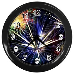 Fireworks Rocket Night Lights Wall Clock (black) by HermanTelo