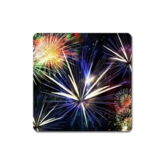 Fireworks Rocket Night Lights Square Magnet by HermanTelo