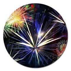 Fireworks Rocket Night Lights Magnet 5  (round) by HermanTelo