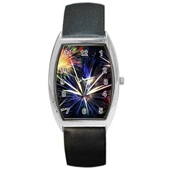 Fireworks Rocket Night Lights Barrel Style Metal Watch by HermanTelo