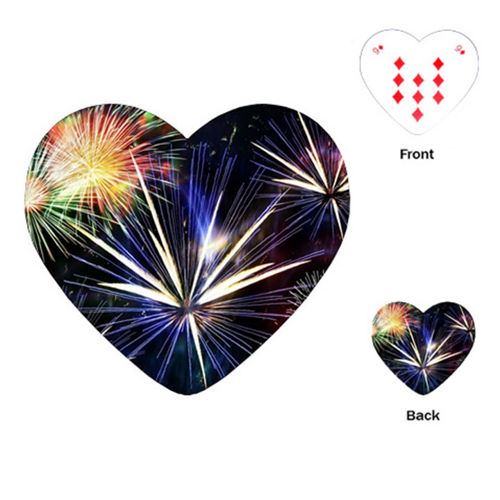 Fireworks Rocket Night Lights Playing Cards Single Design (Heart)