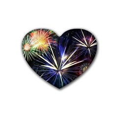 Fireworks Rocket Night Lights Rubber Coaster (heart) 