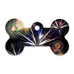 Fireworks Rocket Night Lights Dog Tag Bone (two Sides) by HermanTelo