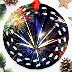 Fireworks Rocket Night Lights Round Filigree Ornament (two Sides)