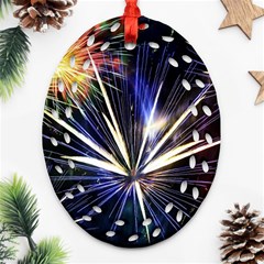 Fireworks Rocket Night Lights Oval Filigree Ornament (two Sides)