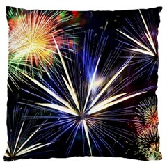 Fireworks Rocket Night Lights Large Flano Cushion Case (one Side) by HermanTelo