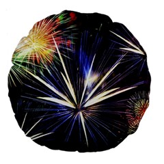 Fireworks Rocket Night Lights Large 18  Premium Flano Round Cushions