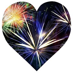 Fireworks Rocket Night Lights Wooden Puzzle Heart