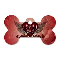 Awesome Heart With Skulls And Wings Dog Tag Bone (one Side) by FantasyWorld7