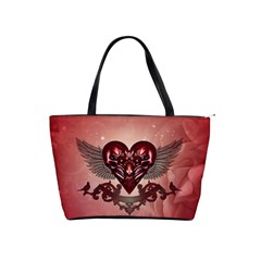 Awesome Heart With Skulls And Wings Classic Shoulder Handbag by FantasyWorld7