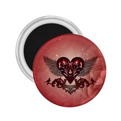 Awesome Heart With Skulls And Wings 2 25  Magnets by FantasyWorld7