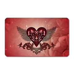 Awesome Heart With Skulls And Wings Magnet (rectangular) by FantasyWorld7