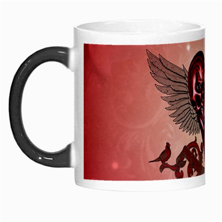 Awesome Heart With Skulls And Wings Morph Mugs