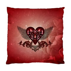 Awesome Heart With Skulls And Wings Standard Cushion Case (one Side) by FantasyWorld7