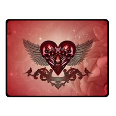 Awesome Heart With Skulls And Wings Fleece Blanket (small) by FantasyWorld7