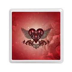 Awesome Heart With Skulls And Wings Memory Card Reader (square) by FantasyWorld7