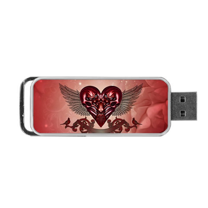 Awesome Heart With Skulls And Wings Portable USB Flash (Two Sides)