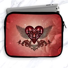 Awesome Heart With Skulls And Wings Apple Ipad 2/3/4 Zipper Cases by FantasyWorld7