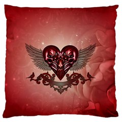 Awesome Heart With Skulls And Wings Standard Flano Cushion Case (two Sides) by FantasyWorld7