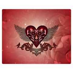 Awesome Heart With Skulls And Wings Double Sided Flano Blanket (medium)  by FantasyWorld7