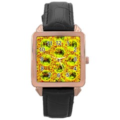 Cut Glass Beads Rose Gold Leather Watch  by essentialimage